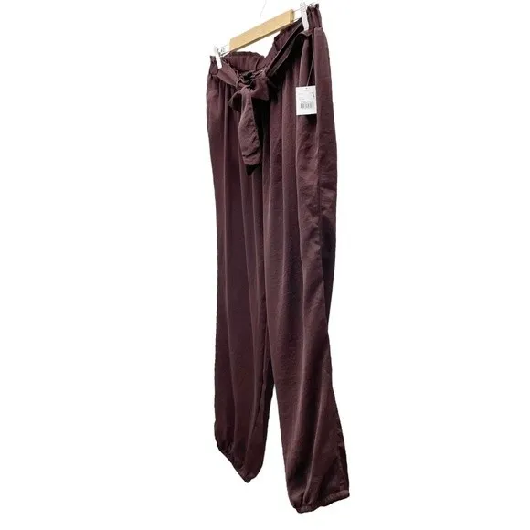 NWT A Pea In The Pod Underbelly Satin Jogger Pants Burgundy Size Large Maternity - Image 8