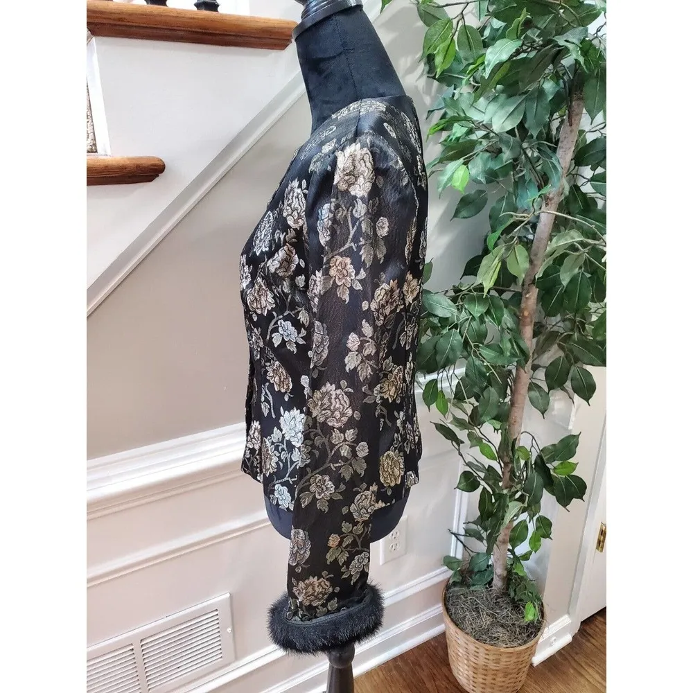 Crimson by Lawrence Kurtz Black Floral Long Sleeve Buttons Front Jacket Blazer 6 - Image 6