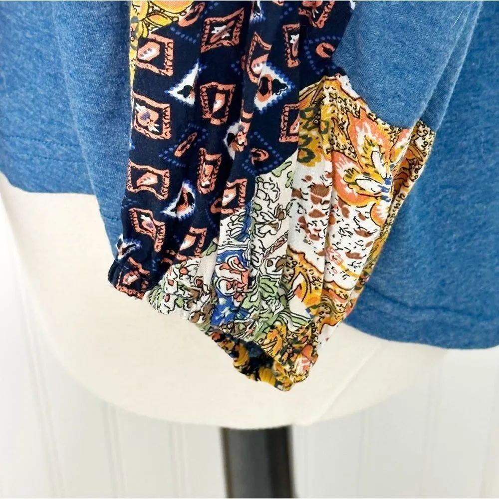 Beyove Women's V Neck Bohemian Loose‎ Pullover Long Sleeve Top Navy Blue Size XL Blue - Image 6