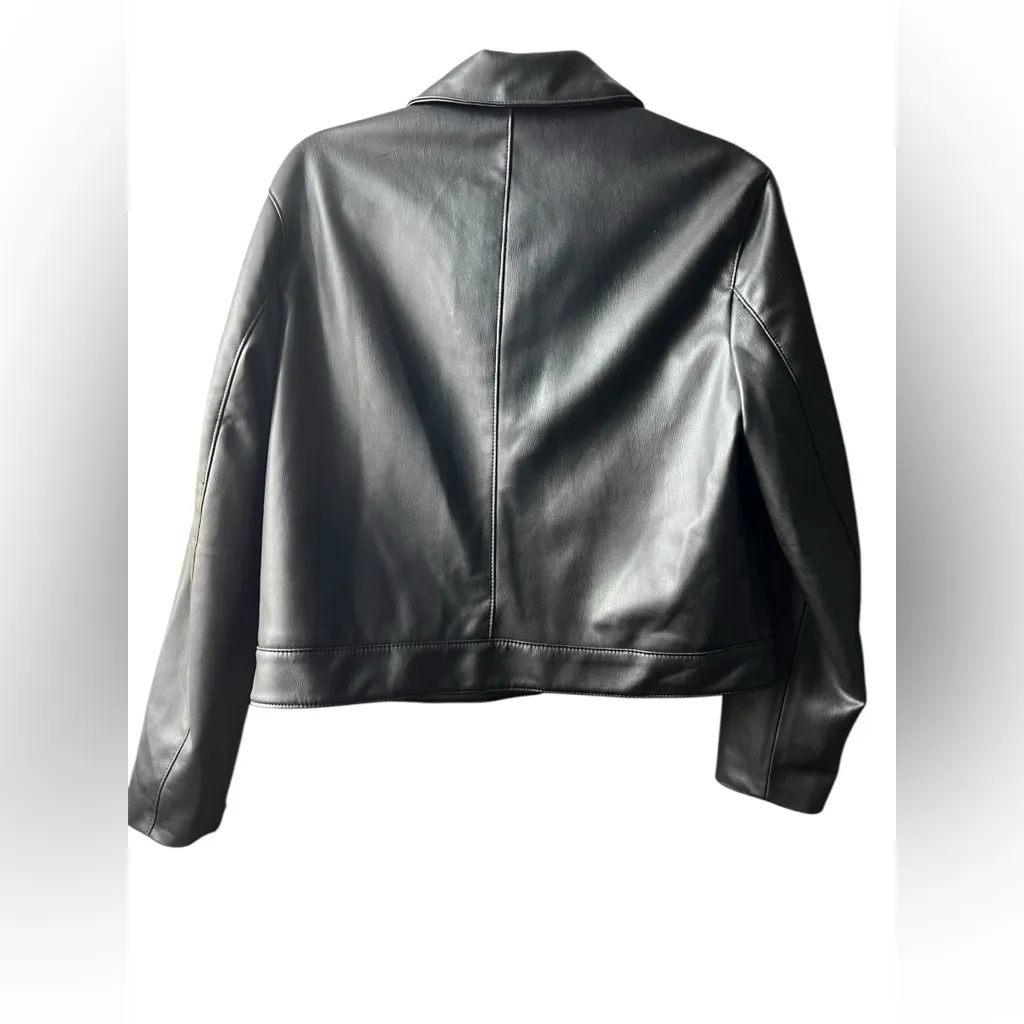 Zara Black faux Leather Jacket - Image 2