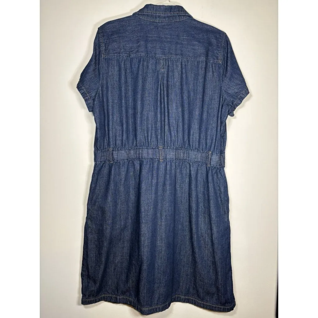 J CREW Factory Denim Utility Dress Classic Staple Quiet Luxury Preppy Size 16 Blue - Image 4
