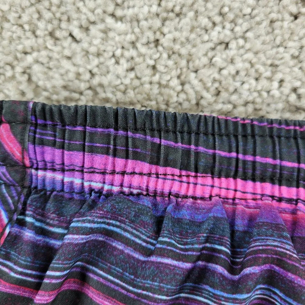 Nike Dri Fit Womens Tiempo Running Shorts L Black Pink Purple Stripes Athletic - Image 12