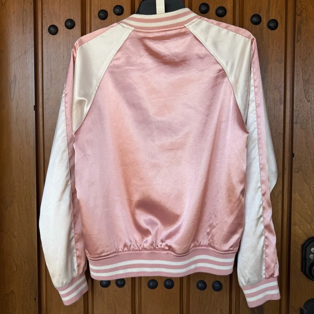 Brandy Melville‎ Varsity Ellie Bomber Jacket, Color - Pink/White - Image 2