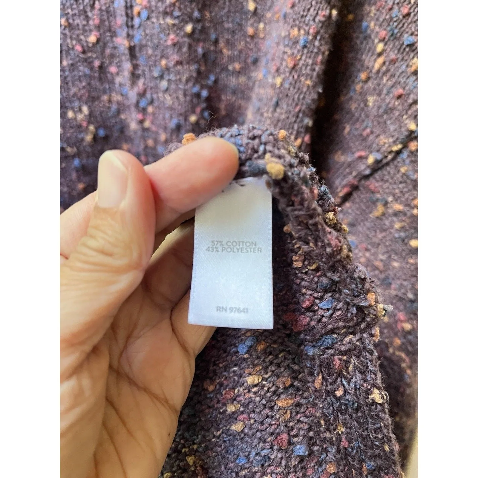 90s J Jill speckled confetti Sweater 2X Nubby Bohemian Chunky lagenlook purple - Image 4