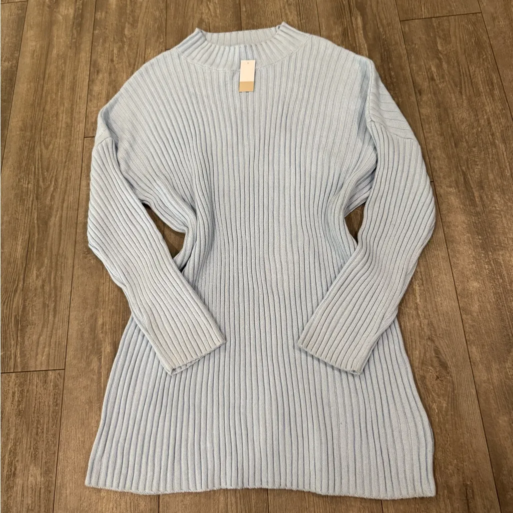 BP Light Blue Long Sleeve Sweater Dress - Image 4