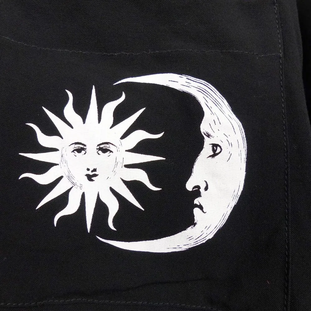 Hot Topic Skull Salem Oversized Button Shirt Womens S Black Goth Witch Moon - Image 6