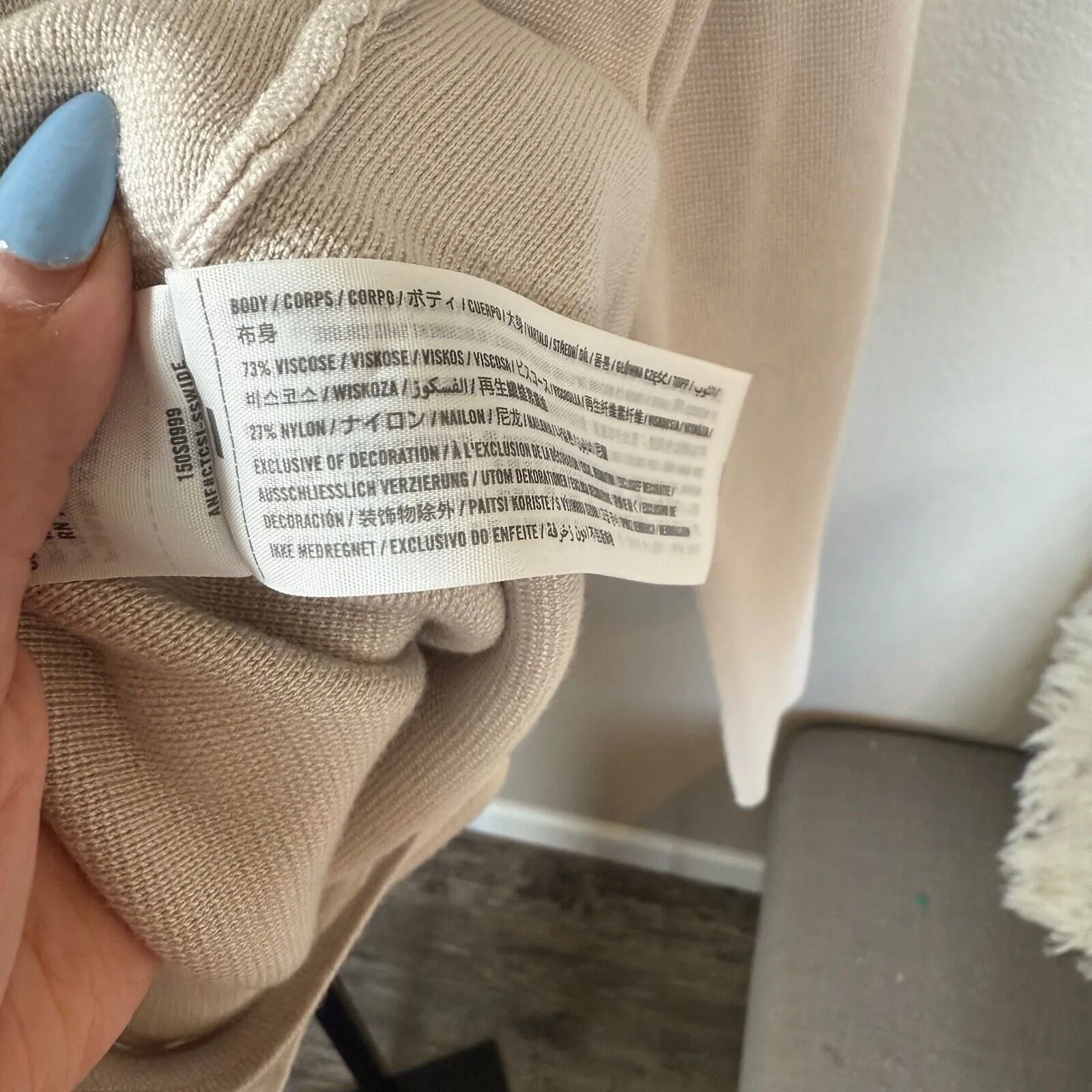 Abercrombie & Fitch Bodysuit Square Neck Long Sleeve Top Neutral Size‎ L - Image 6