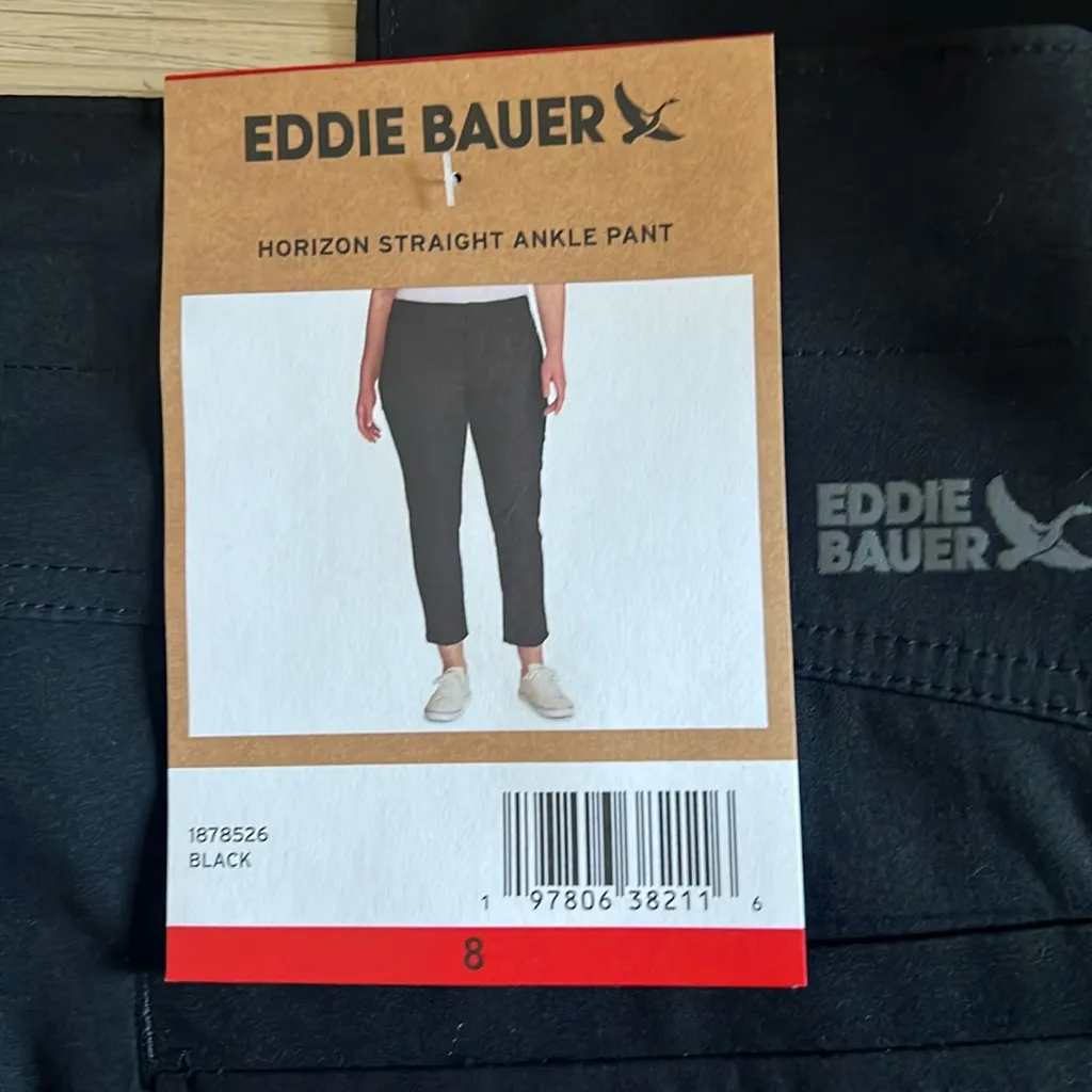 Eddie Bauer Jet Black Horizon Ankle Pants Trousers Size 8 - Image 3