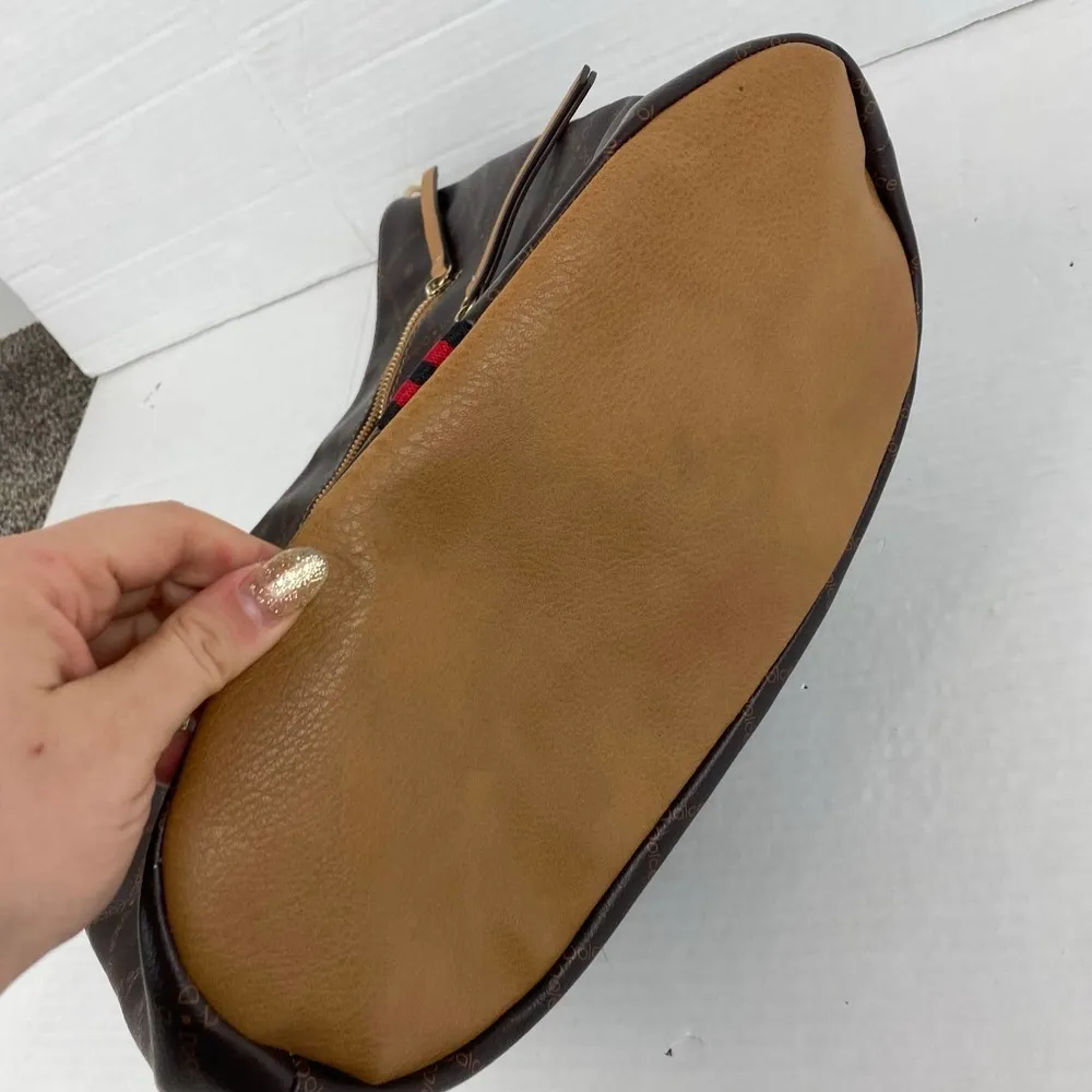 Dolce Vita Logo Red Stripe Tote Bag Brown - Image 3