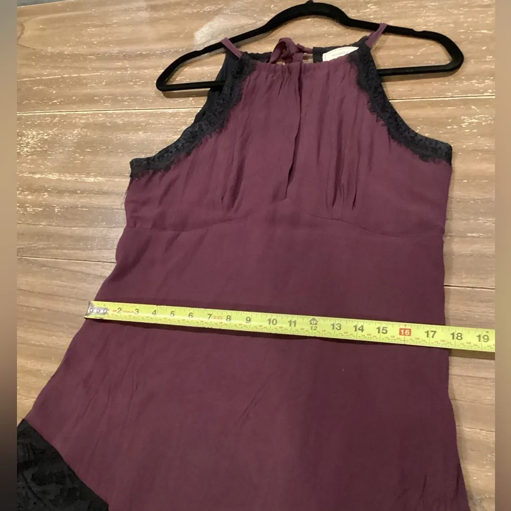 Anthropologie  Janie Halter Midi Dress Wine 10 Lace Vamp 40s - Image 8