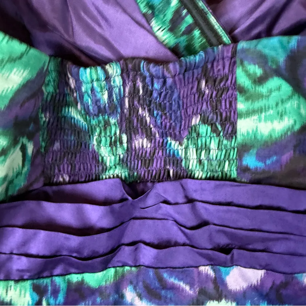 Moulinette Soeurs Strapless Size 4‎ Purple and blue/green floral dress Anthro - Image 4