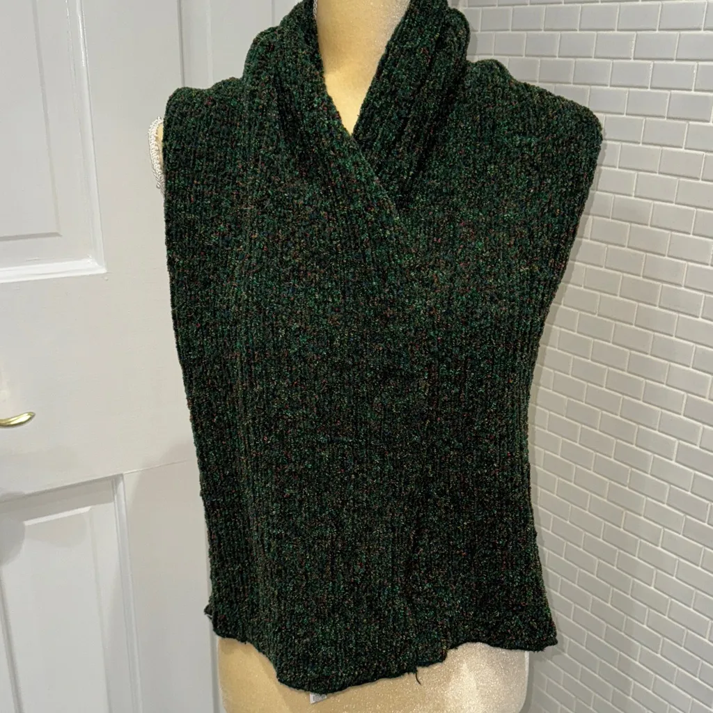 Women's multi Green chenille hand knit scarf. Stunning colors ! 12” by50”. - Image 3