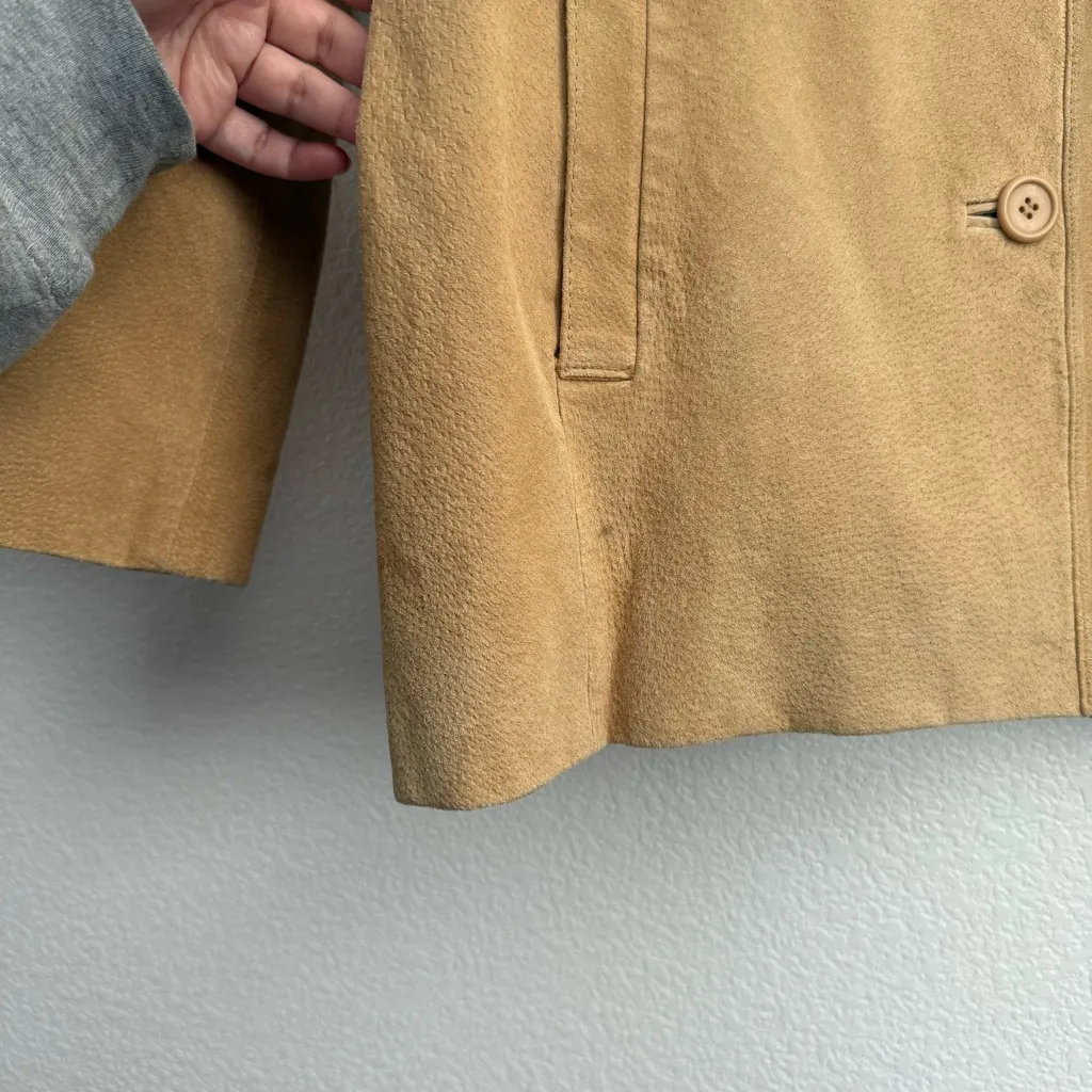 Cuero Tan Leather Button Front Jacket Medium - Image 3