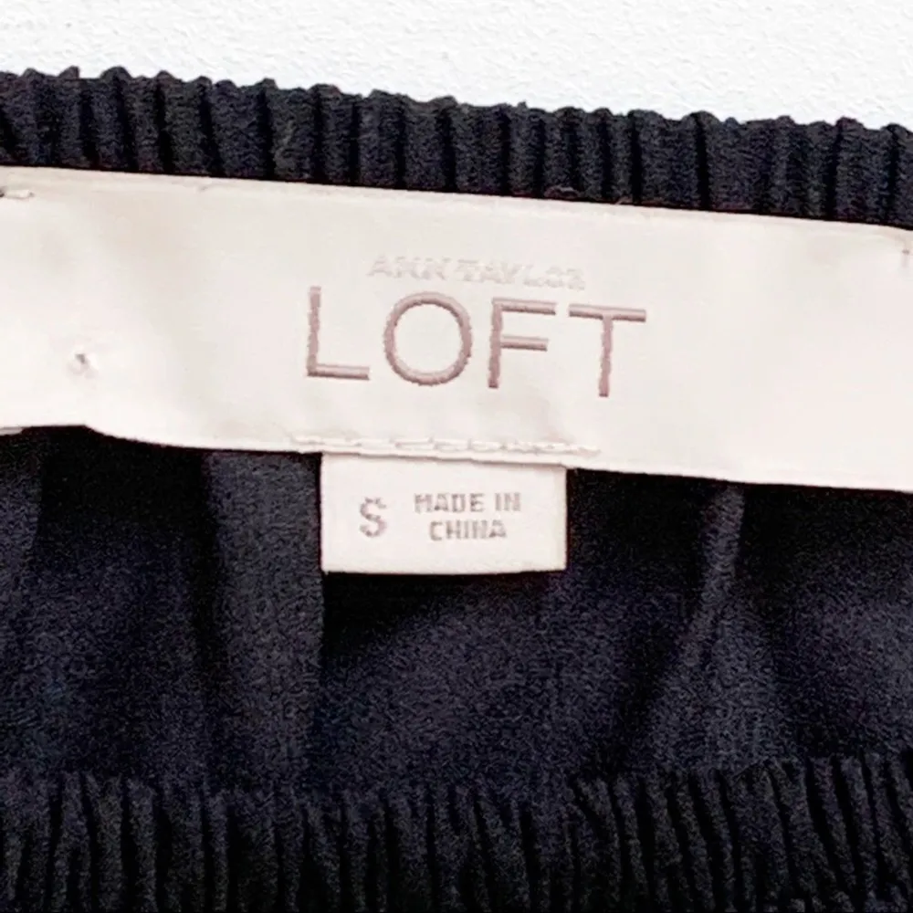 LOFT Top Blouse Black Cream Striped Short Sleeve Dressy Blouse Top Size Small - Image 2