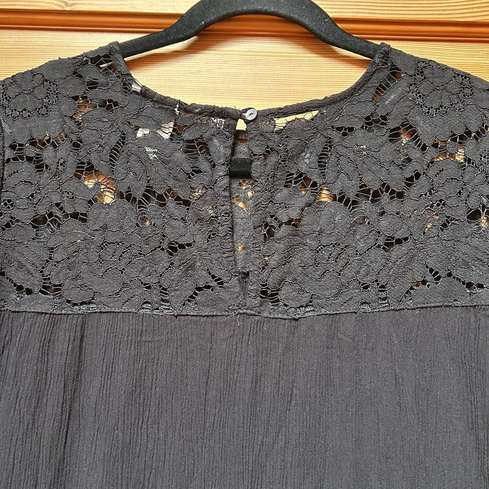H&M Women's Black Lace Baby Doll Dress Size 8 Flowy Witchcore Whimsygoth Gothic - Image 7