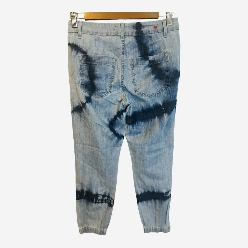 Sundry Revolve Tie Dye Jean Joggers Size 24 Cotton Lightweight Ankle Zip NWOT - Image 2