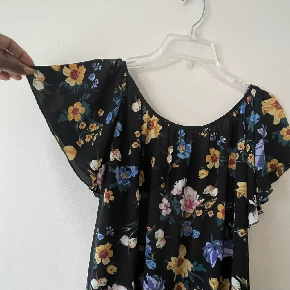 Philosophy Floral Print Blouse Fluter Sleeve Loose Fit Spring Whimsical Size L - Image 7