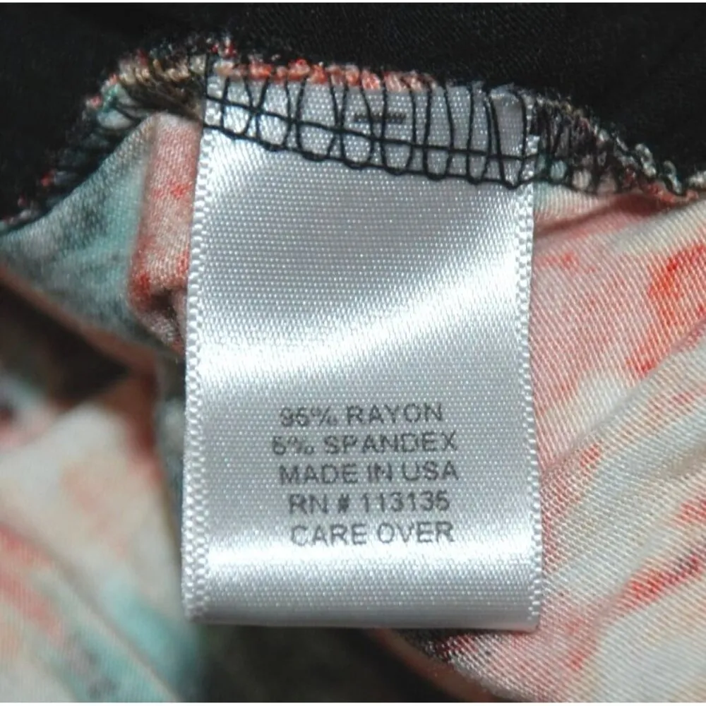 Jillian Nicole Ladies Abstract Blouse Top Size L Stretch 3/4 Sleeve Wrap Look Orange Size L - Image 8