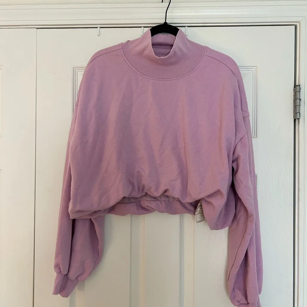 Anthropologie Pilcro Funnel-Neck Bubble-Hem Pullover lavender size L - Image 2