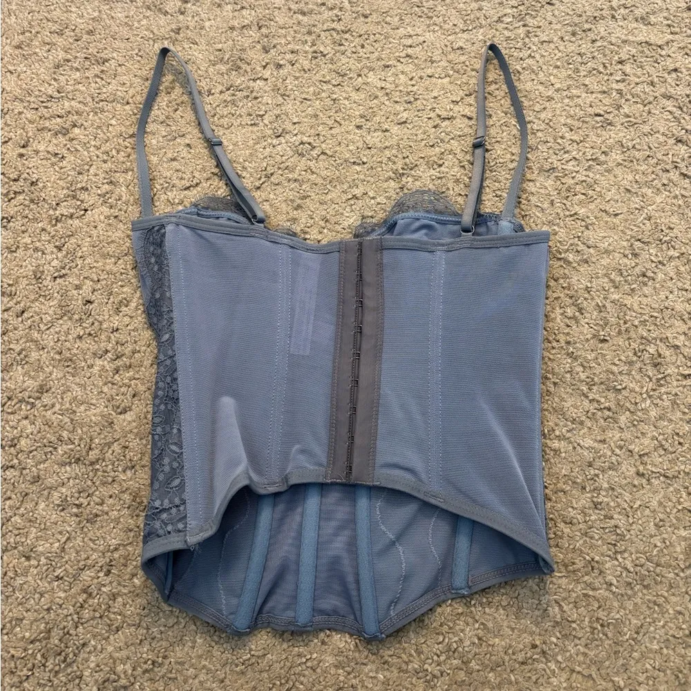 Out From Under: Modern Love Lace Corset In Slate - Image 3
