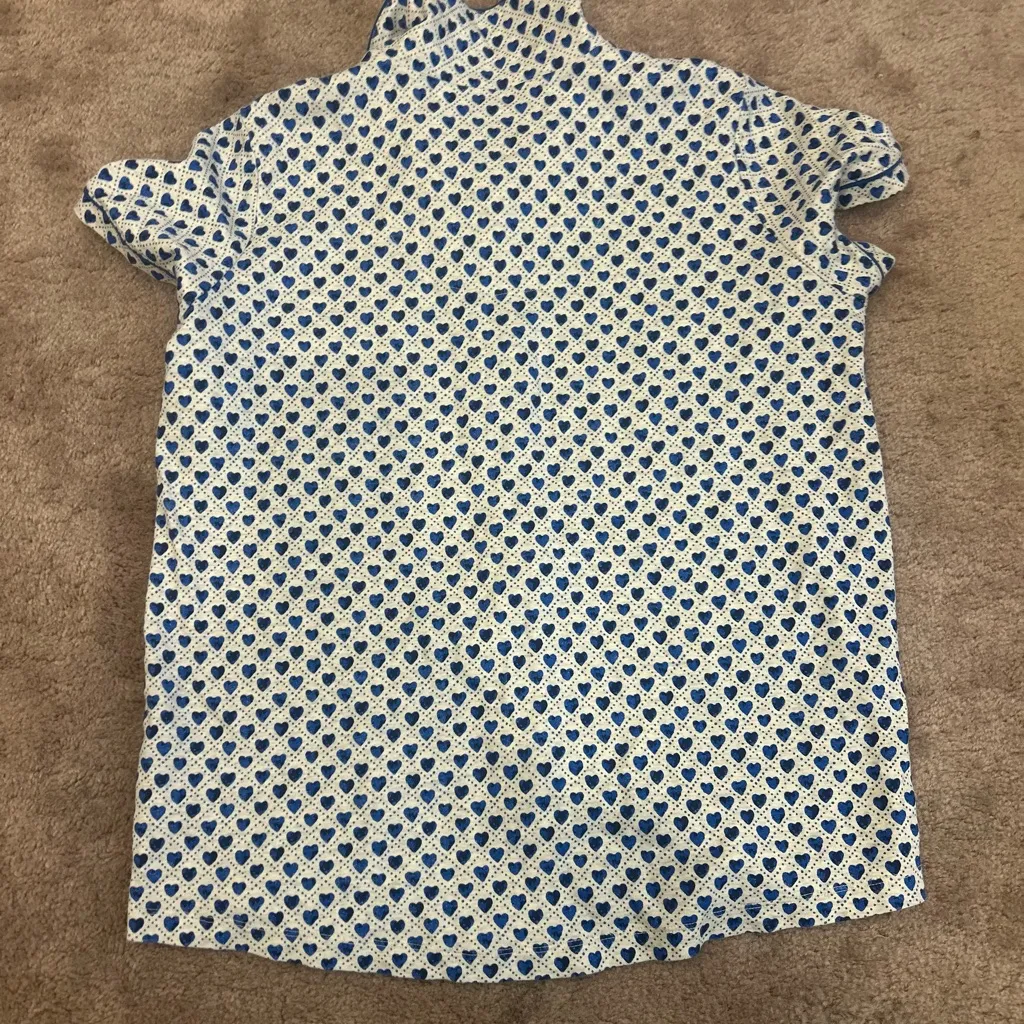 Roller Rabbit Blue Quilted Hearts Earth Day Polo Pajama Set Cotton Large Rare - Image 8