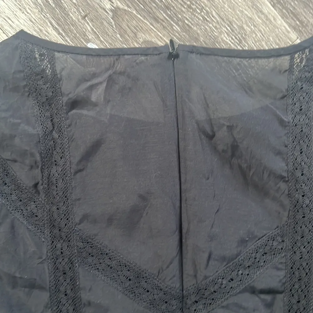 Rebecca Taylor Women’s Black Long Embroidered Mini Dress XS Cocktail Evening - Image 7