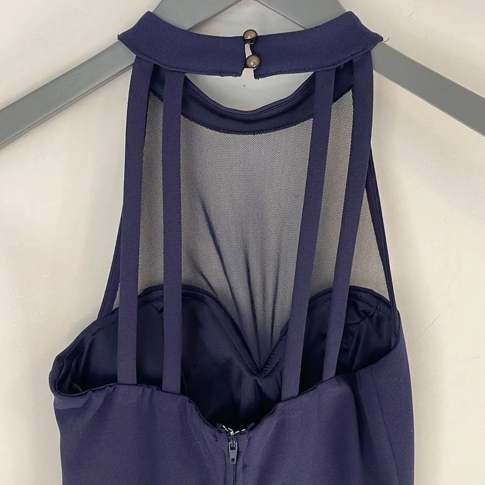 Speechless Juniors' Illusion Contrast Bodycon Dress‎ Mini Zip Navy Blue Size 3 - Image 4