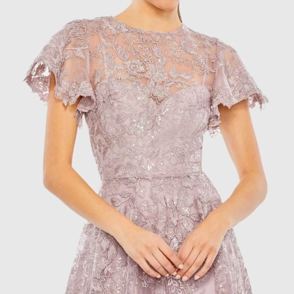 MAC DUGGAL 50665 Womens Embroidered High Neck Cap Sleeve A Line Gown - Image 4