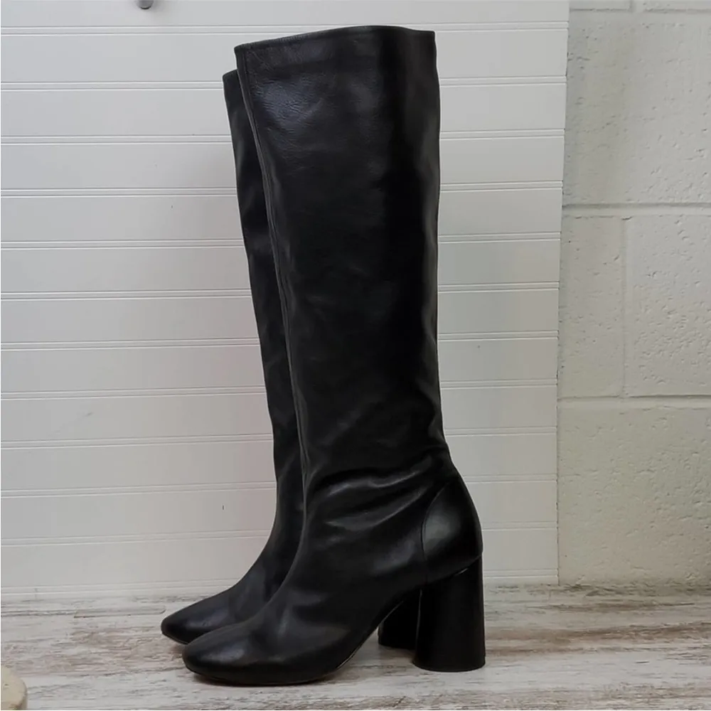 & Other Stories Black Knee High Boots genuinely soft leather round heel size 9.5 - Image 7