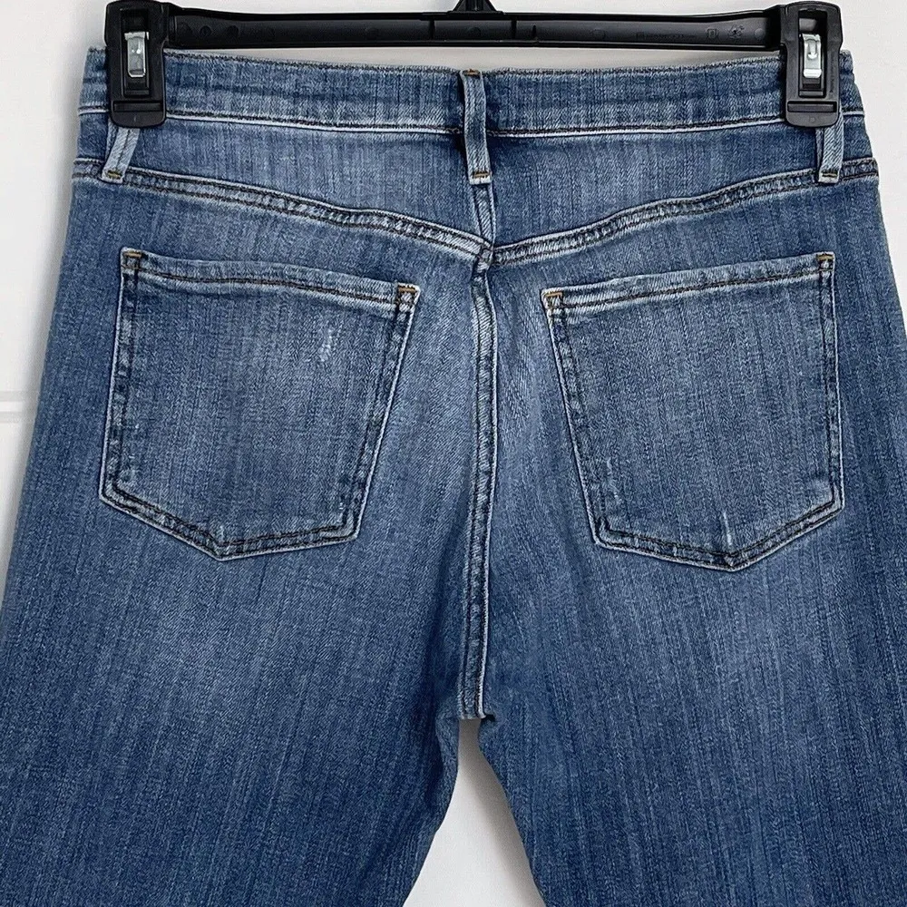 FRAME SZ 26 Cropped Boyfriend Jeans Le Beau Distressed Mid-Rise Stretch 5-Pocket - Image 5