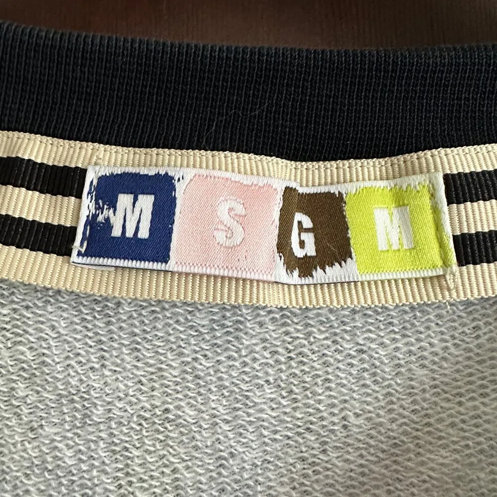 MSGM Black Red & White Maglia Tie Dye Flame French Terry Sweatshirt Extra Small Size XS - Image 3