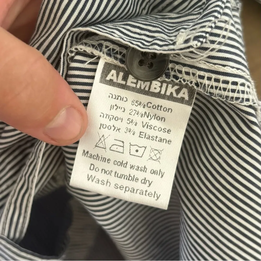 alembika patch striped button down velvet trim shirt - Image 6