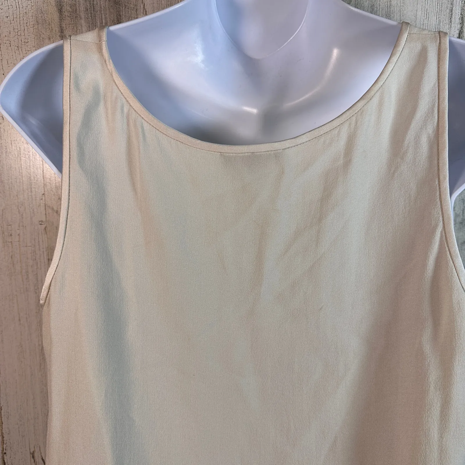 Eileen Fisher Blouse PS | Ecru | 100% Silk | Sleeveless | Minimalist | MSRP $228 - Image 4