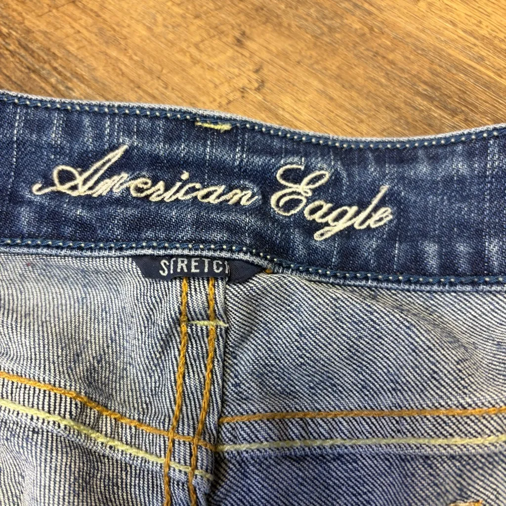 2011 American Eagle Straight Jeans Women’s 14 X-Long Stretch Blue Denim - Image 6