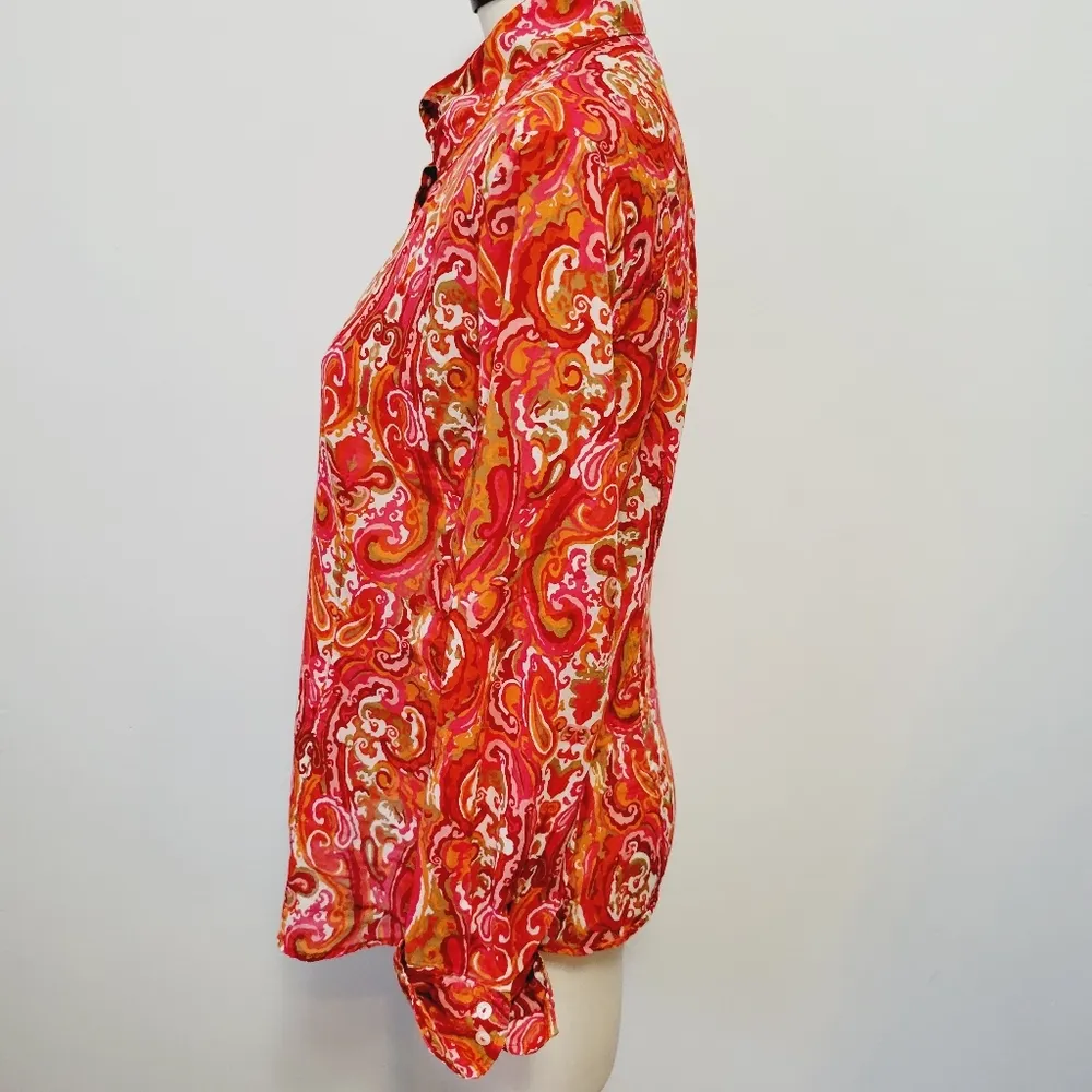 Tommy Hilfiger orange paisley button down size large - Image 5