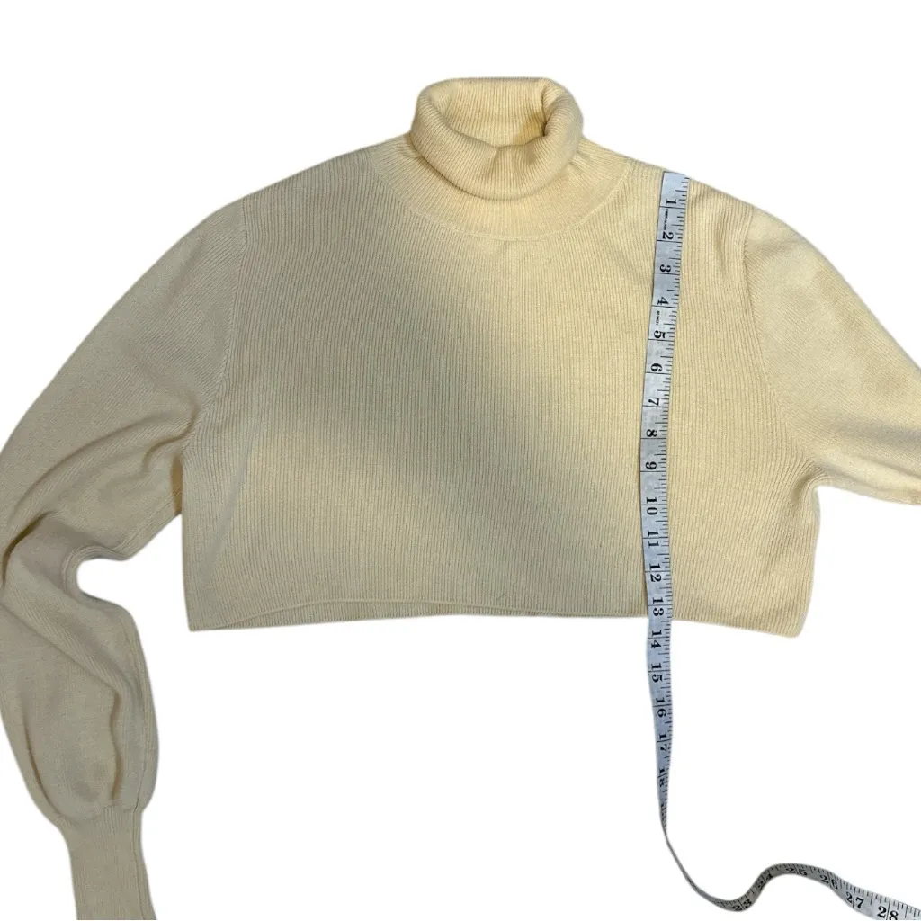 Callahan Knitwear S Cropped Turtleneck Sweater Cream Cotton Blend RC209 - Image 5