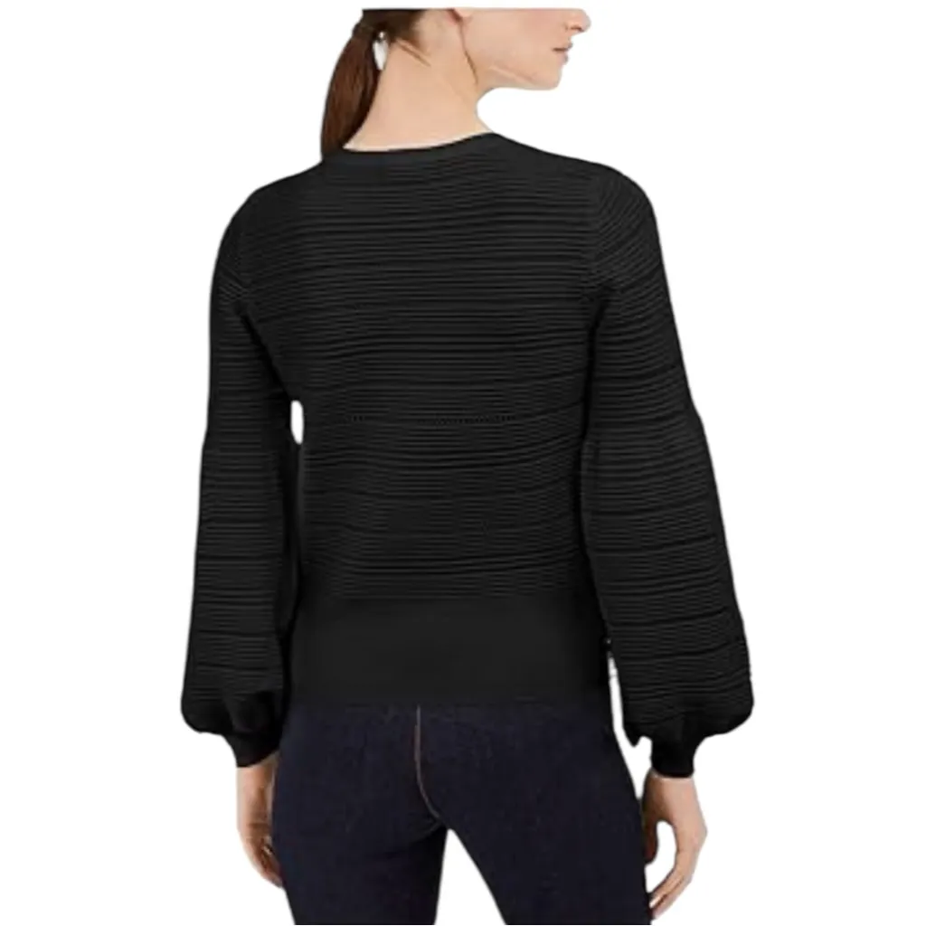 I.N.C. International Concepts Womens Ribbed Knit Crewneck Sweater Black Size L - Image 2