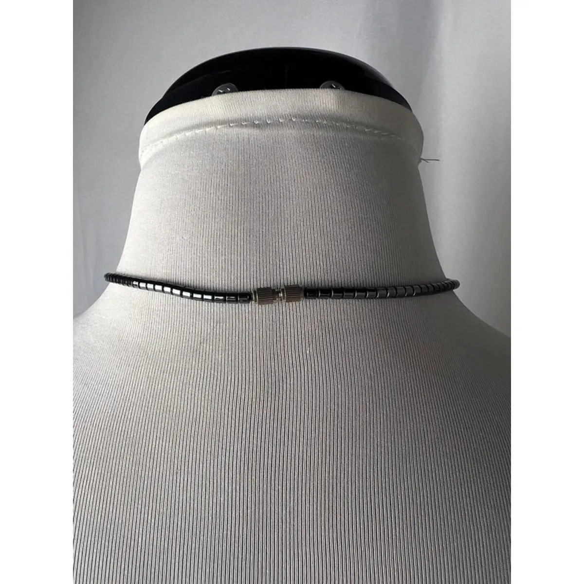 Vintage Dolphin pendant charm hematite beaded metallic necklace Silver - Image 4