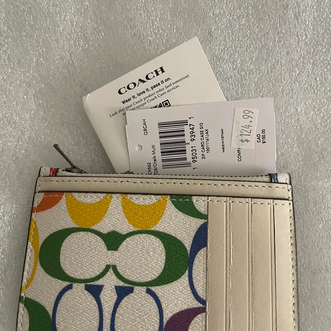 Coach Rainbow Signature Canvas Zip Card Case - Image 3