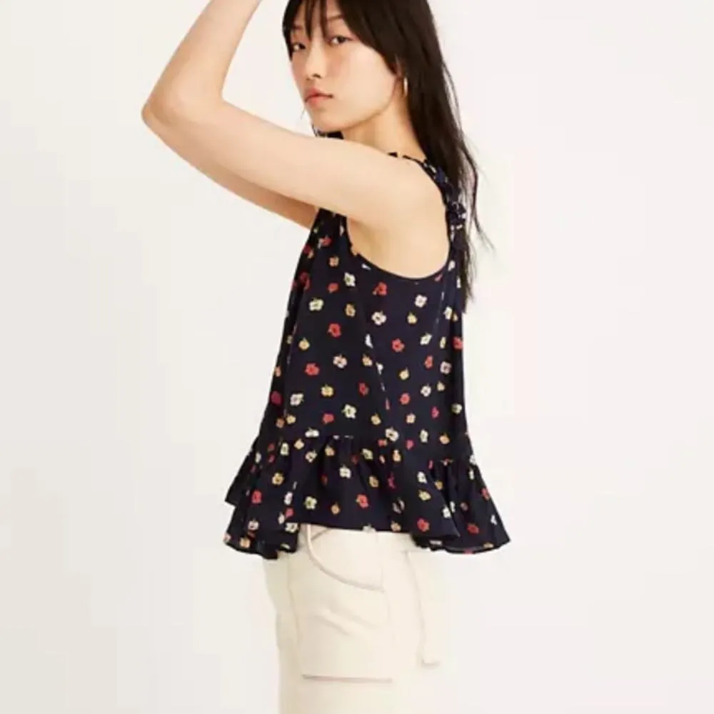 NWT Madewell silk Ruffle-Strap Cami Confetti Floral Sz 2 - Image 3