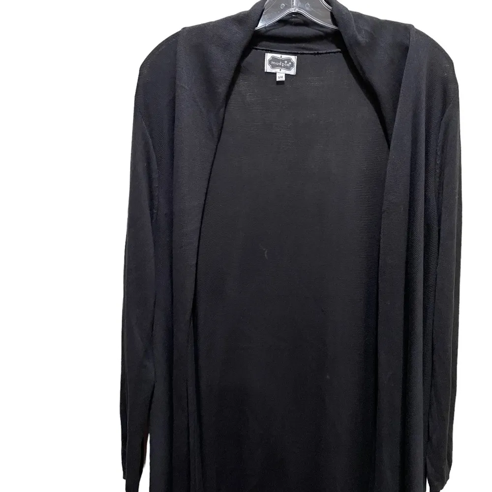 Mud Pie  Fringe Open Cardigan Sweater Black Womens Size Small Medium - Image 3