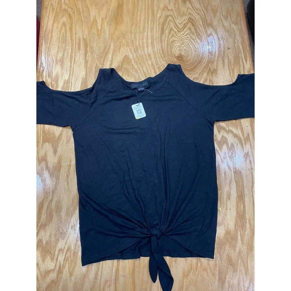 Sanctuary Shirt Top Womens Medium Blue Knot Front Long Sleeve Casual Preppy B61 - Image 2