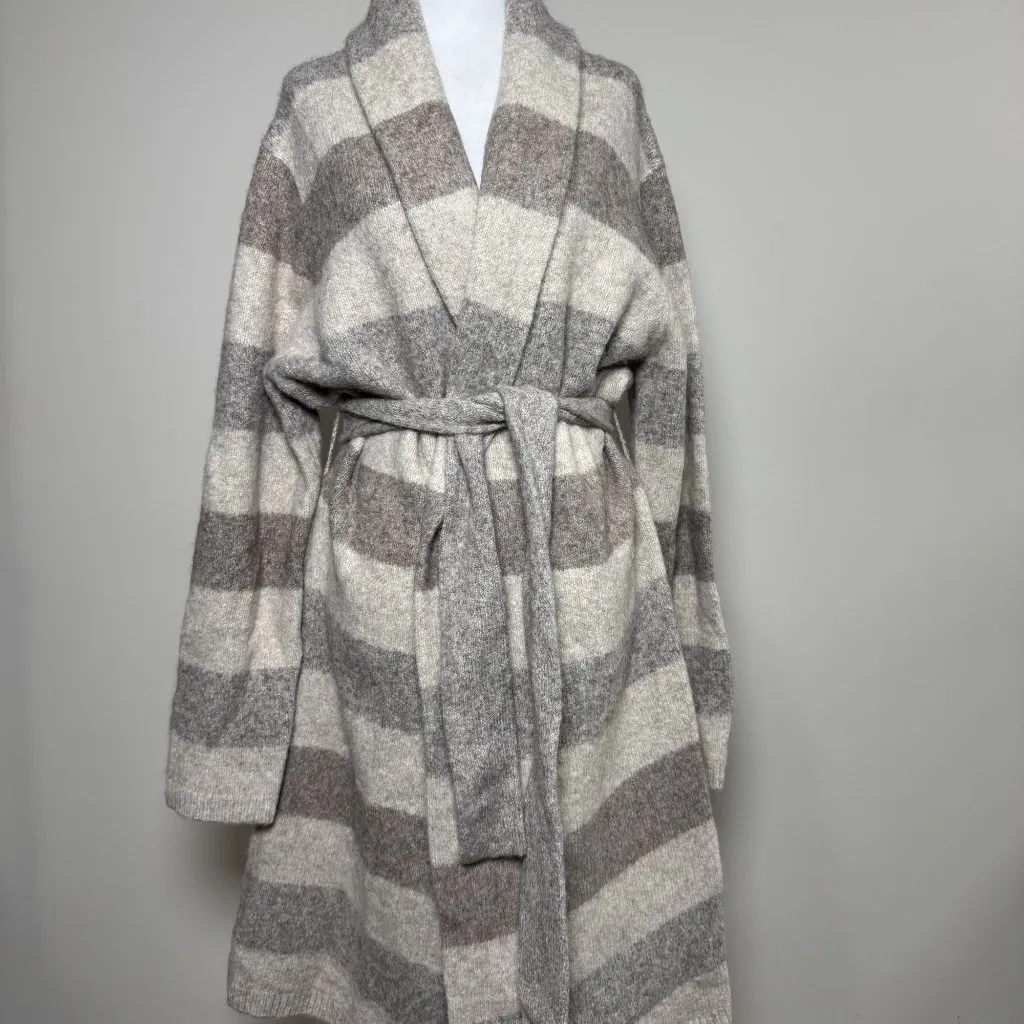 Jenni Kayne Belted Sweater Alpaca Blend Cardigan Womens XL Striped Longline - Image 4