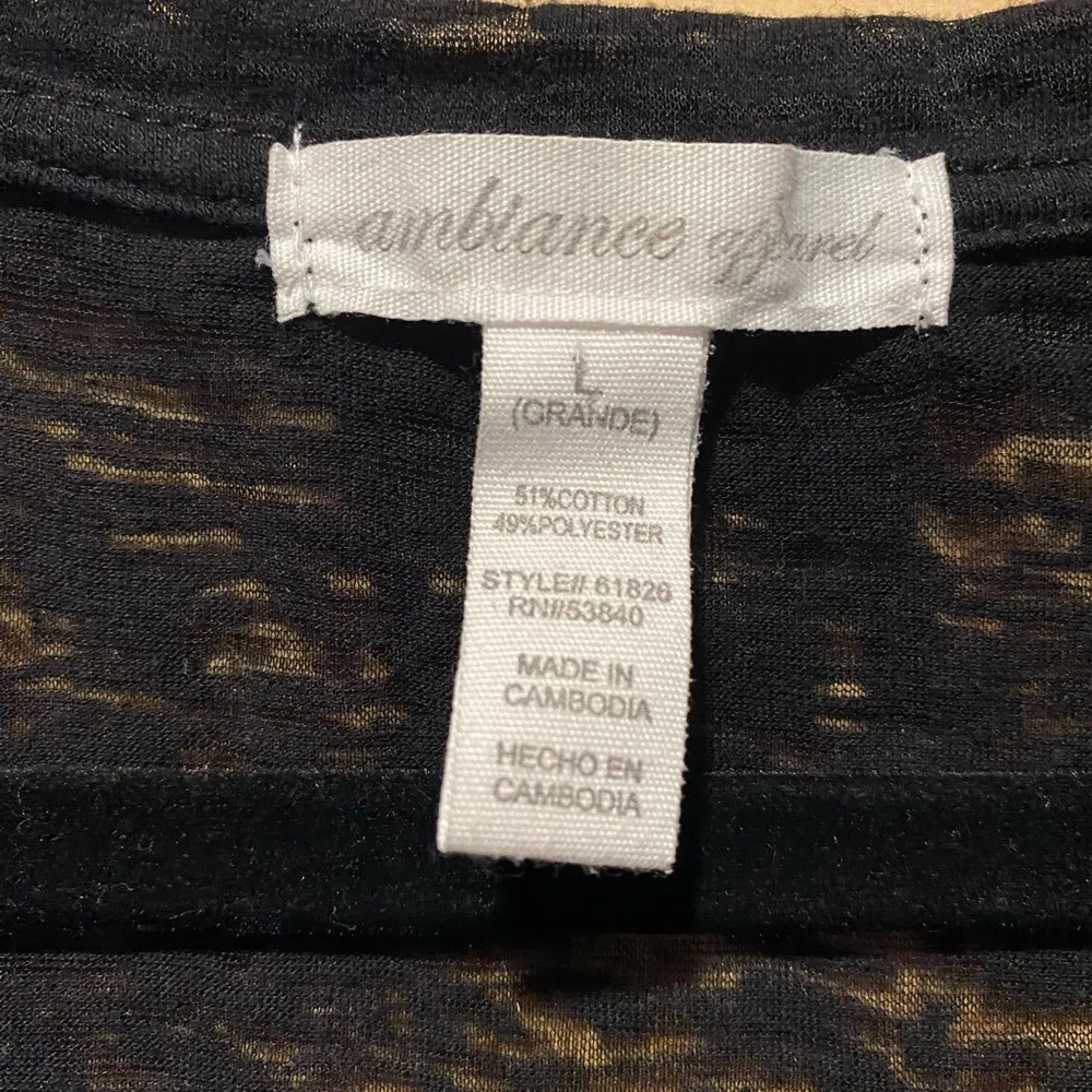 Ambiance Apparel Women Long Sleeve Black Burnout Top Size Large - Image 2