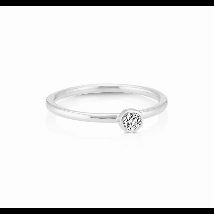 14K White Gold Diamond Stacking Ring Size 6 - Image 2