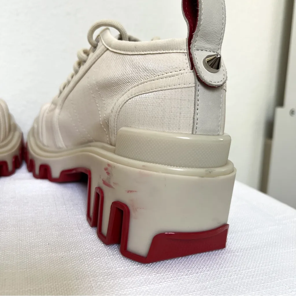 NWOB Christian Louboutin Panamic Dune Donna Lug-Sole Platform Sneakers in Tan - Image 4