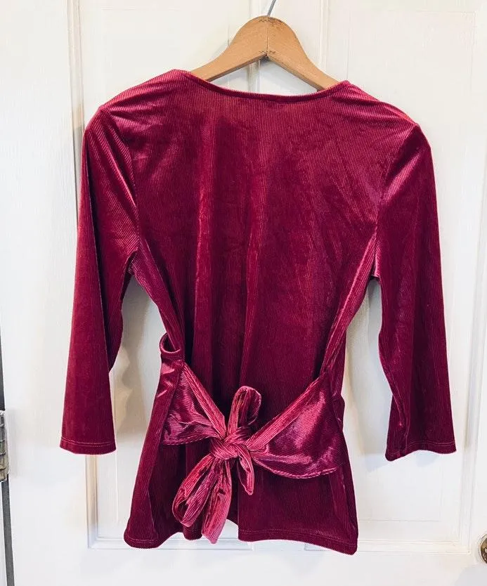 NWT  red velour dressy festival blouse - Image 5