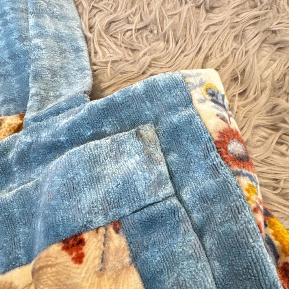 Vintage 1970s terry cloth handmade bag Blue - Image 4