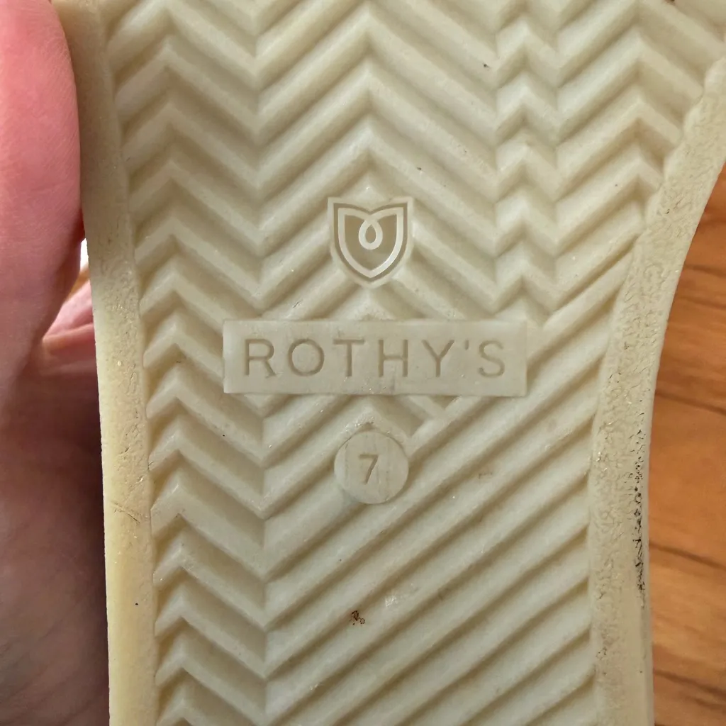 Rothy’s Lace Up Sneakers Classic Navy and Cream Striped size 7 - Image 12