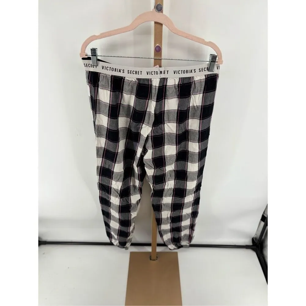 Victoria’s Secret Sparkle pajama pants plaid black pink Women’s Size Small - Image 5